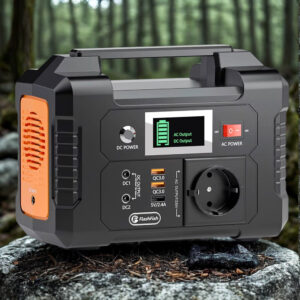 Station d'alimentation portable 200 W avec batterie au lithium 151 Wh et sortie AC 220 V.