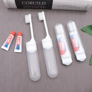 Ensemble de brosse à dents et dentifrice de voyage portable pour adulte, à emporter.