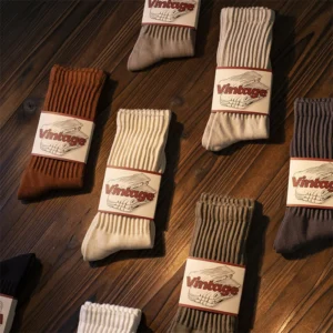 chaussettes vintage unisexe couleur unie